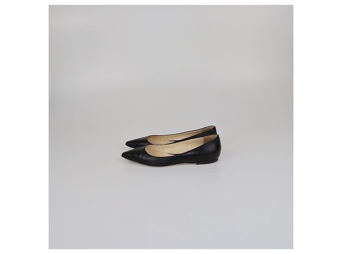 Jimmy Choo Black Pointed Toe Flat Pmups - view 4
