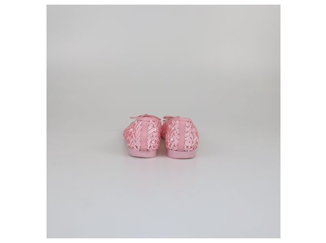 Bailarinas Chanel de punta cap toe rosa/negro con lazo - vista 5