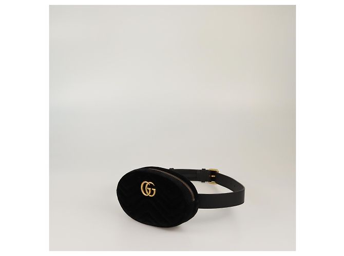 Belt bag GG Marmont in velluto nero matelassé Gucci - vista 2