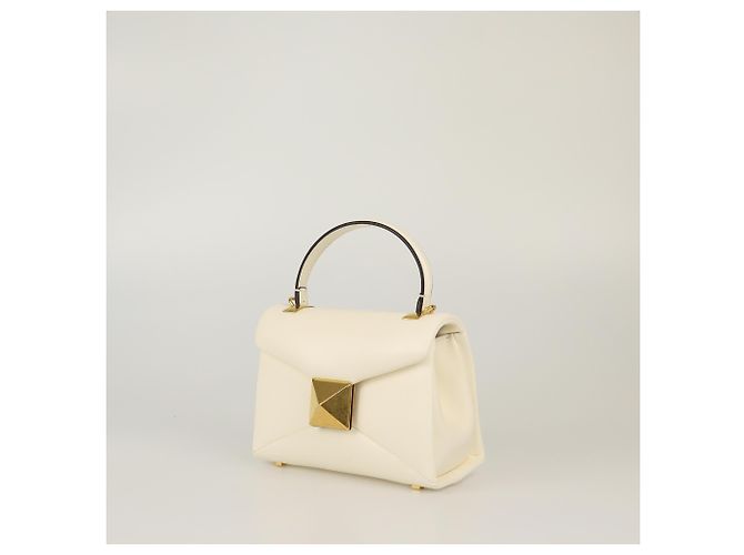 Borsa a mano Valentino Mini One Stud avorio - vista 3