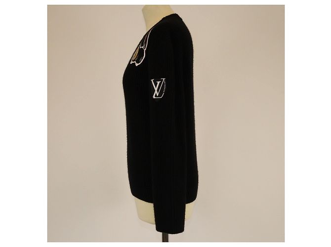 Schwarzer Pullover mit bestickten Patches von Louis Vuitton - Ansicht 2