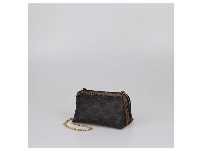 Céline Celine Mini Clutch a Catena Triomphe Nero/Marrone - vista 2