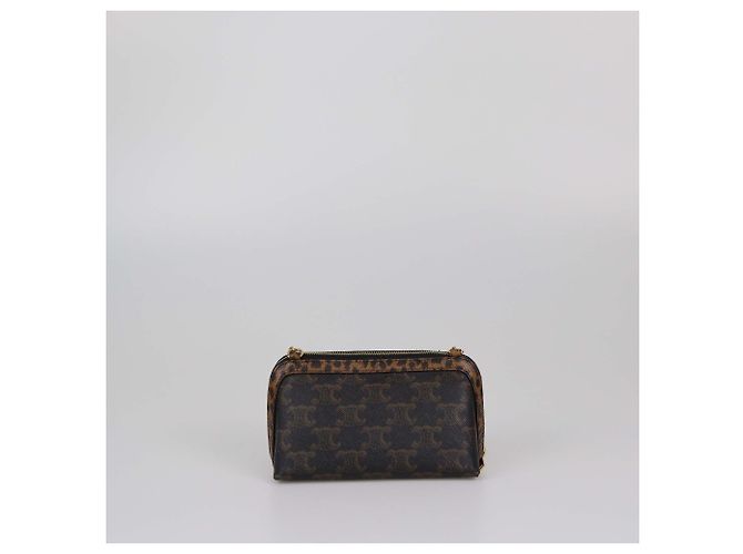Céline Celine Mini Clutch a Catena Triomphe Nero/Marrone - vista 3