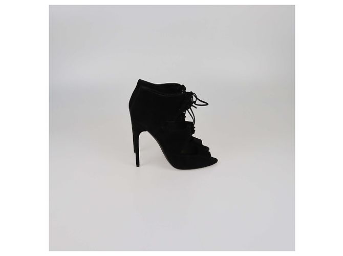 Schwarze Cut-Out Peep-Toe-Ankle-Sandalen von Tom Ford - Ansicht 3