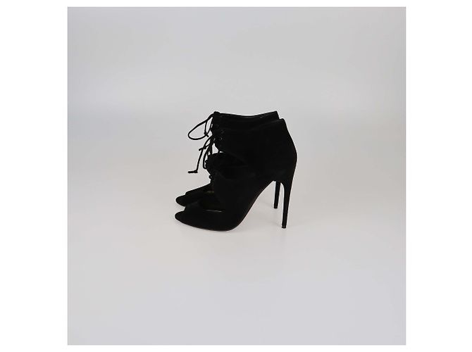Schwarze Cut-Out Peep-Toe-Ankle-Sandalen von Tom Ford - Ansicht 4
