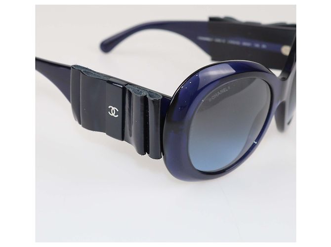 Chanel Blue Gradient Bow Oversized Round Sunglasses - view 5