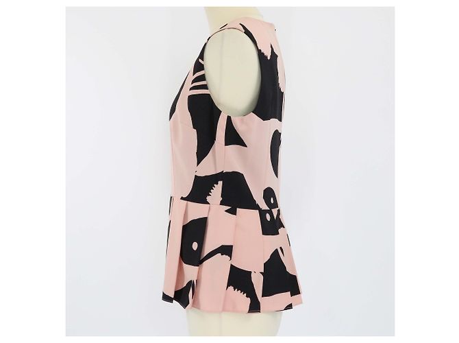 Top Peplum con Stampa Teschio Rosa/Nero Alexander McQueen - Ansicht 2