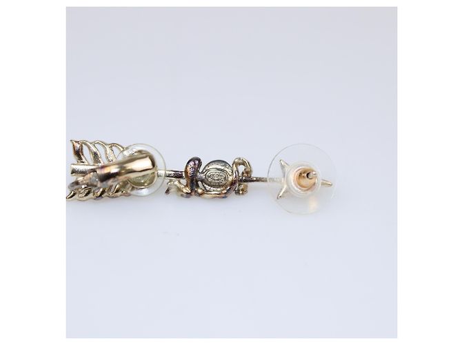 Orecchini Chanel in metallo dorato con cristalli e perle finte CC Arrow D'oro - vista 4