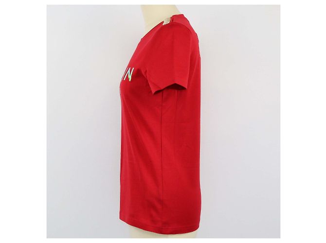 Camiseta con estampado de logo rojo Balmain y detalles de botones - vista 2