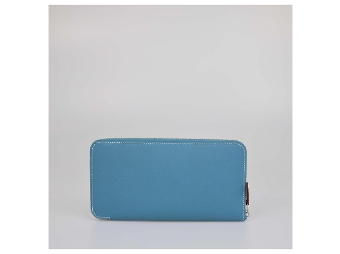 Hermès Portafoglio lungo classico in pelle Epsom seta blu jeans Hermes Azap - vista 2