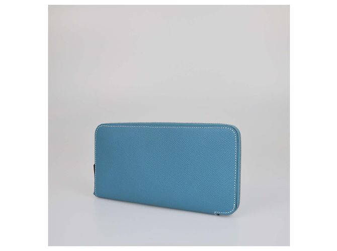 Hermès Portafoglio lungo classico in pelle Epsom seta blu jeans Hermes Azap - vista 3