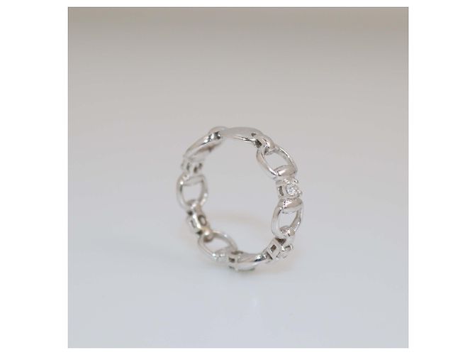 Gucci 18k Weißgold Diamant Horsebit Ring - Ansicht 4