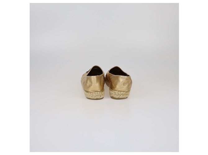 Chanel Gold/Black Espadrilles CC Cap Toe Flats Golden - view 5