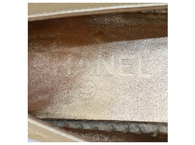 Chanel Gold/Black Espadrilles CC Cap Toe Flats Golden - view 6