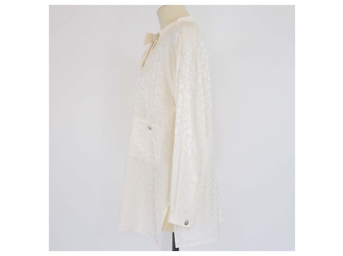 Blusa a maniche lunghe in jacquard avorio con dettaglio a papillon Chanel - vista 2