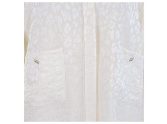 Blusa a maniche lunghe in jacquard avorio con dettaglio a papillon Chanel - vista 4