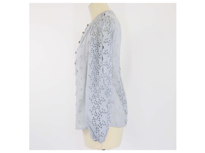Blusa de manga larga bordada azul en polvo con botones Zimmermann - vista 2