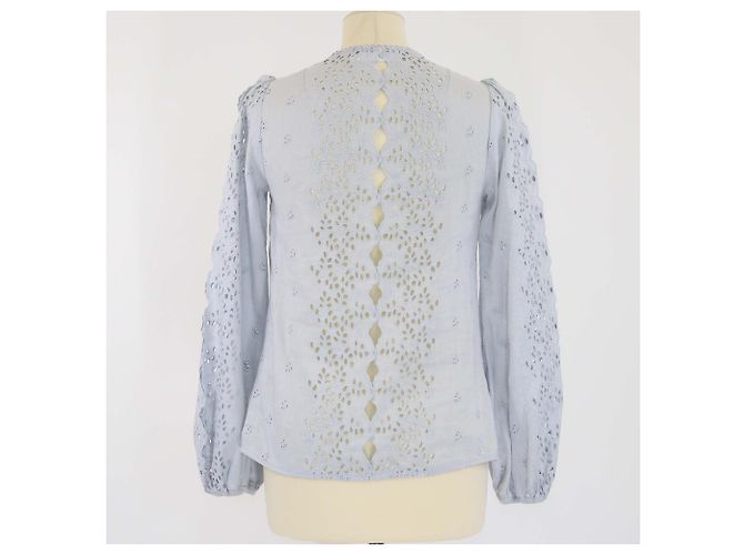 Blusa de manga larga bordada azul en polvo con botones Zimmermann - vista 3