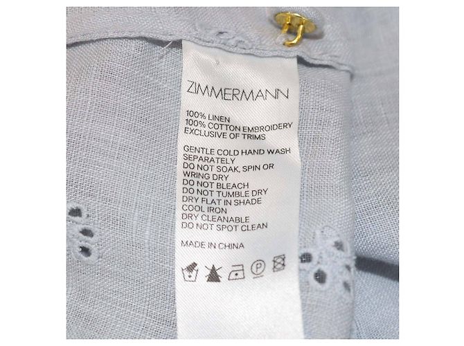 Blusa de manga larga bordada azul en polvo con botones Zimmermann - vista 6