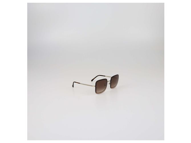 Chanel Brown Gradient Chain Square Sunglasses - view 2