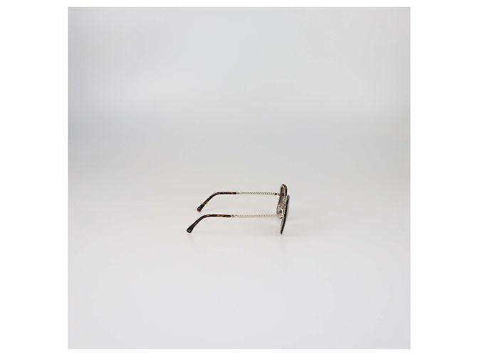 Chanel Brown Gradient Chain Square Sunglasses - view 3