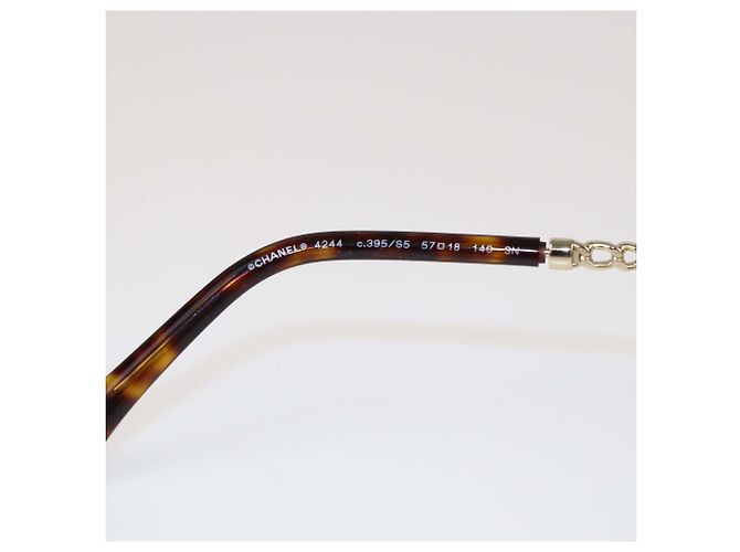 Chanel Brown Gradient Chain Square Sunglasses - view 6