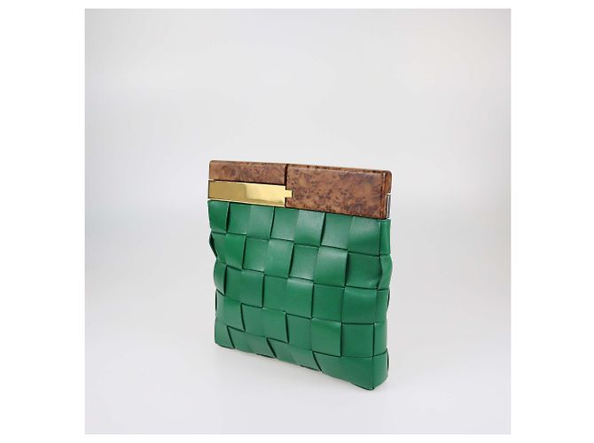 Bottega Veneta Pouch Snap Intreccio Verde - vista 2