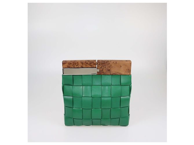 Bottega Veneta Pouch Snap Intreccio Verde - vista 3