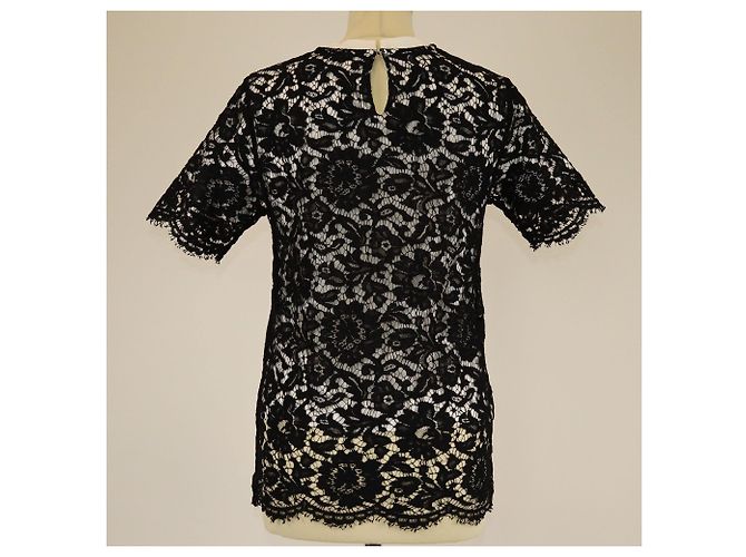 Camiseta de manga corta de encaje negro/blanco Valentino - vista 3