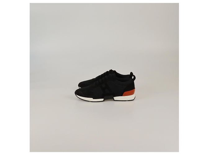 Sneakers basse in mesh nero/marrone Hermès - vista 4