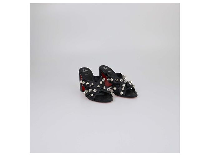 Mules cloutées Spika Club noires Christian Louboutin - vue 2
