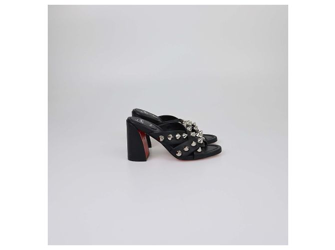 Mules cloutées Spika Club noires Christian Louboutin - vue 3