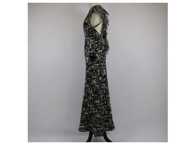 Chanel Maxikleid aus Boucle-Strick in Schwarz/Weiß - Ansicht 2