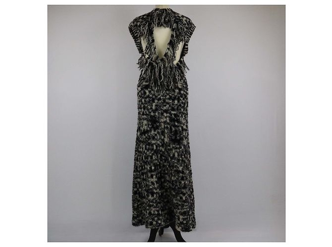 Chanel Maxikleid aus Boucle-Strick in Schwarz/Weiß - Ansicht 3