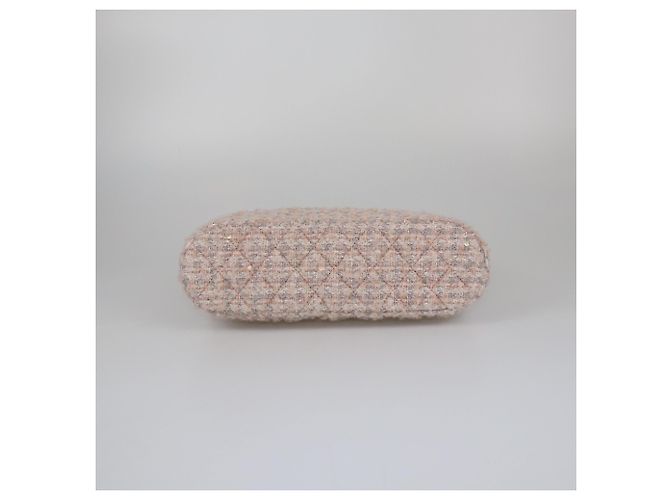 Borsa Chanel in tweed trapuntato rosa chiaro e paillettes CC - vista 4