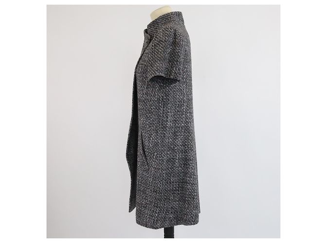 Chanel Grey/Blue Textured Double Breasted Short Sleeve Coat - view 2