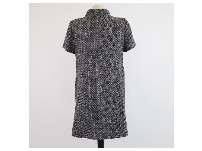 Chanel Grey/Blue Textured Double Breasted Short Sleeve Coat - view 3