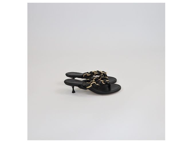 Sandali Bottega Veneta Dot 55 in catena intrecciata nera - vista 3