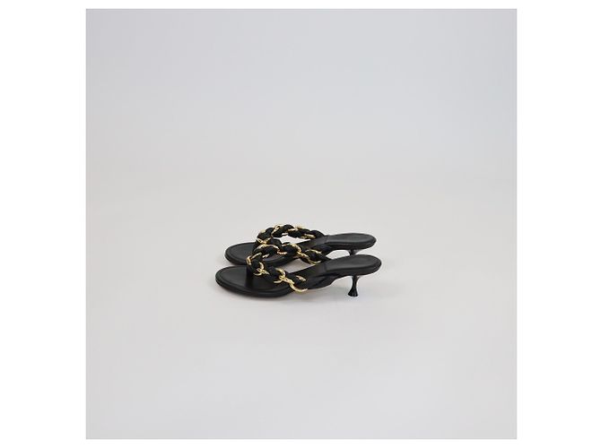 Sandali Bottega Veneta Dot 55 in catena intrecciata nera - vista 4