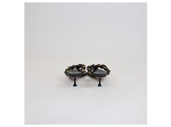 Sandali Bottega Veneta Dot 55 in catena intrecciata nera - vista 5