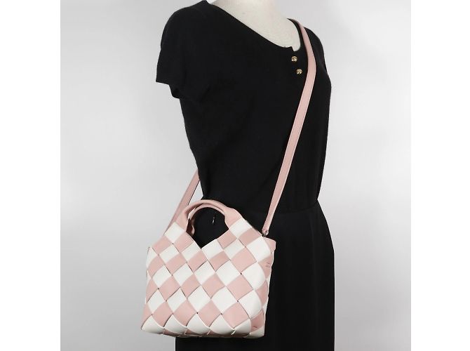 Piccola borsa a mano intrecciata Loewe Rosa Bianco - vista 19