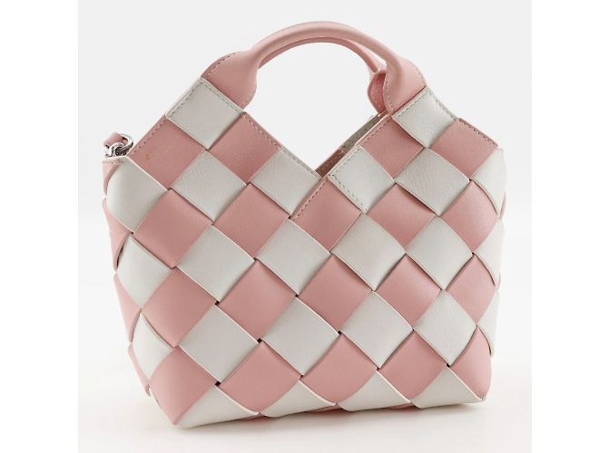 Piccola borsa a mano intrecciata Loewe Rosa Bianco - vista 3