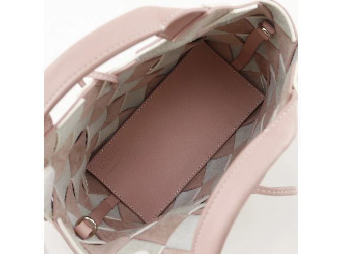 Piccola borsa a mano intrecciata Loewe Rosa Bianco - vista 6