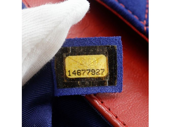 Borsa a spalla con doppia catena Chanel Rosso Blu navy - vista 15