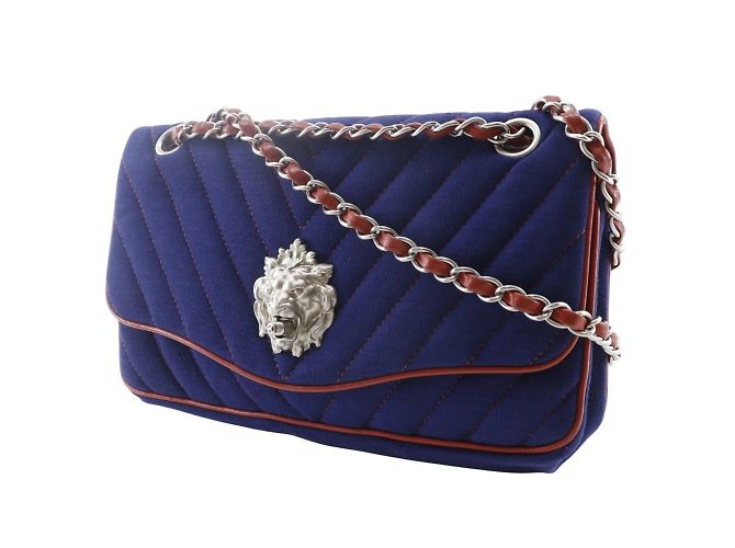 Borsa a spalla con doppia catena Chanel Rosso Blu navy - vista 2
