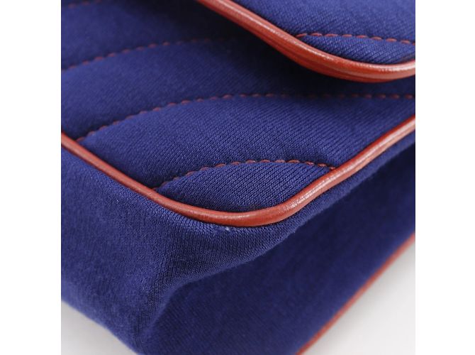 Borsa a spalla con doppia catena Chanel Rosso Blu navy - vista 5
