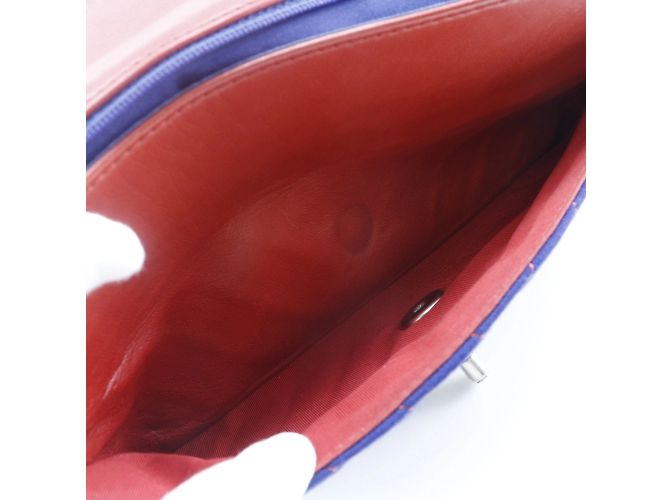 Borsa a spalla con doppia catena Chanel Rosso Blu navy - vista 8
