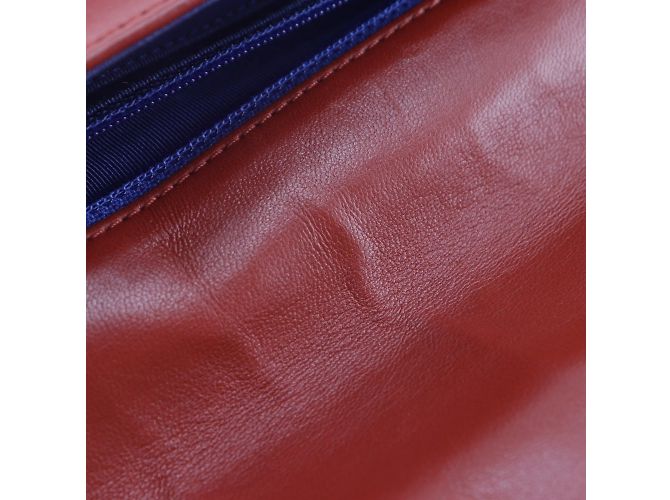 Borsa a spalla con doppia catena Chanel Rosso Blu navy - vista 9