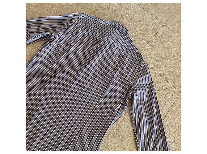 Massimo Dutti camicia a righe blu bianca marrone taglia L-XL (43-44) Bianco - vista 10