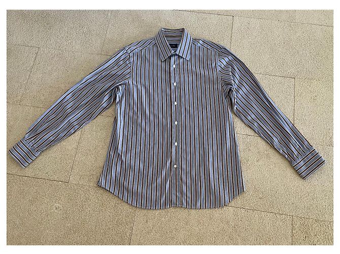 Massimo Dutti camicia a righe blu bianca marrone taglia L-XL (43-44) Bianco - vista 2